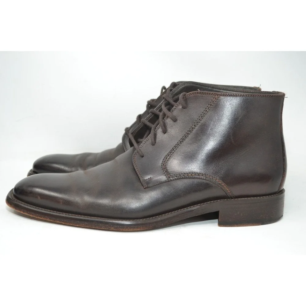 Calzoleria Toscana Handmade Designer‎ Leather Italy Brown Chukka Boots Mens 41